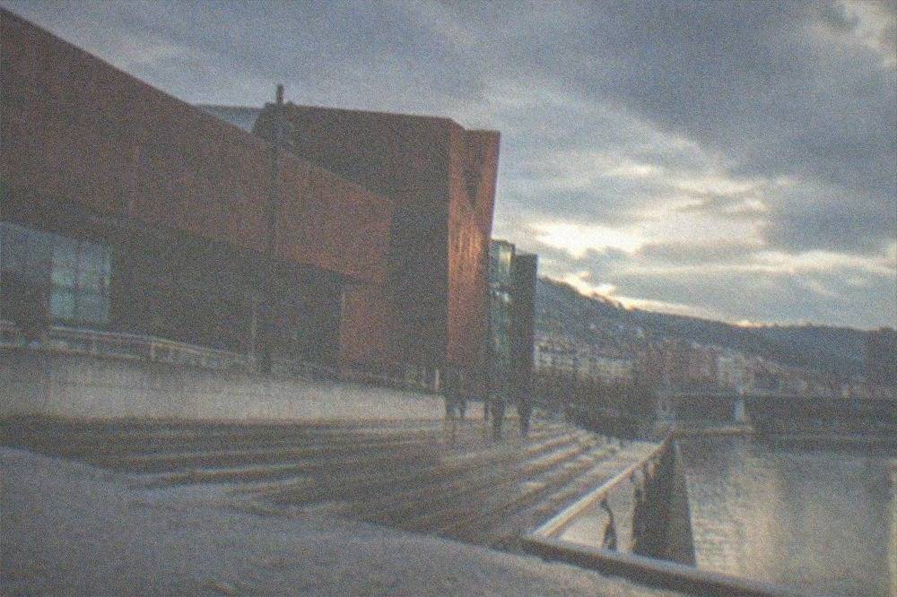 The Euskalduna Palace terraces overlooking the estuary at dusk