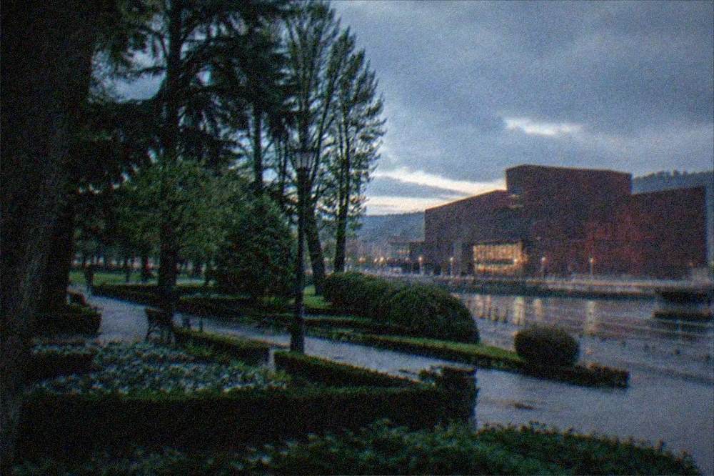 Doña Casilda park in Bilbao with formal gardens and tall trees near Euskalduna Palace