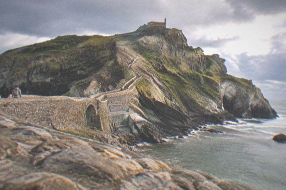 The stone causeway and steps leading to the hermitage of San Juan de Gaztelugatxe above the sea