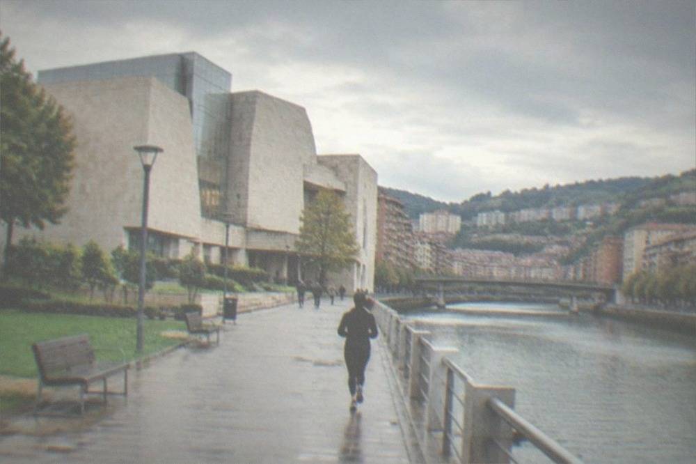 The Bilbao Fine Arts Museum building beside Doña Casilda park on a weekday morning
