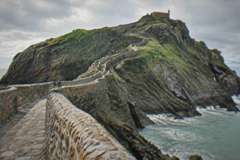 Stone causeway and steps leading to the San Juan de Gaztelugatxe hermitage on a rocky islet