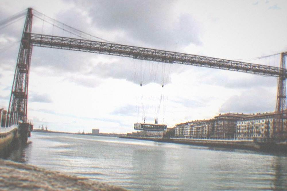 The transporter Vizcaya Bridge spanning the river between Portugalete and Getxo