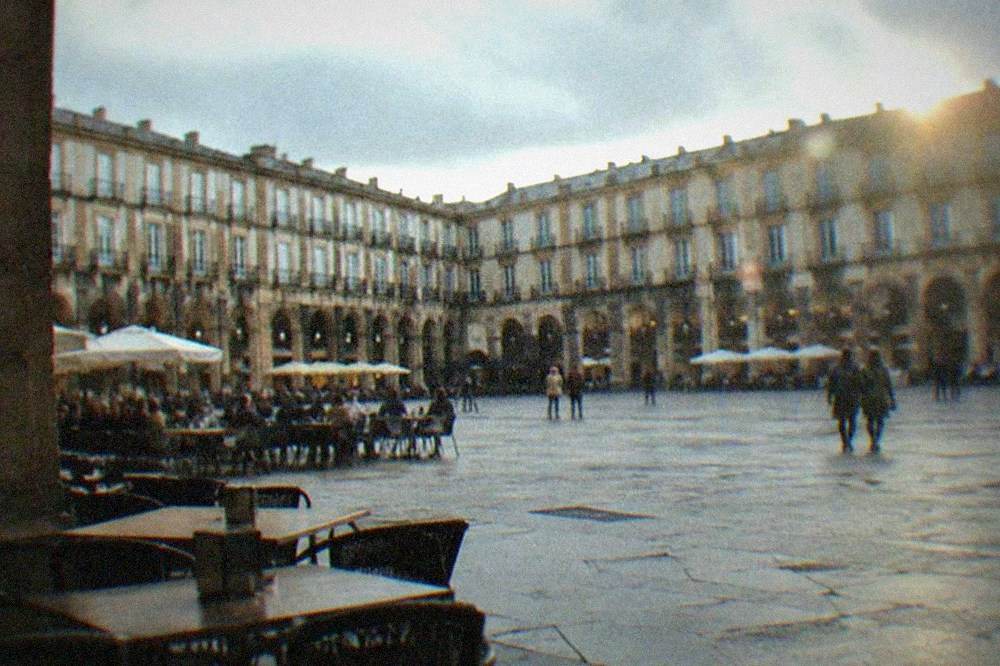 Arcaded Plaza Nueva in Bilbao's Old Town with bars under the arches