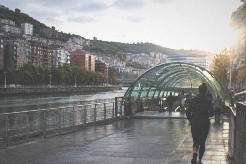 A Bilbao metro station entrance with the Fosterito glass canopy